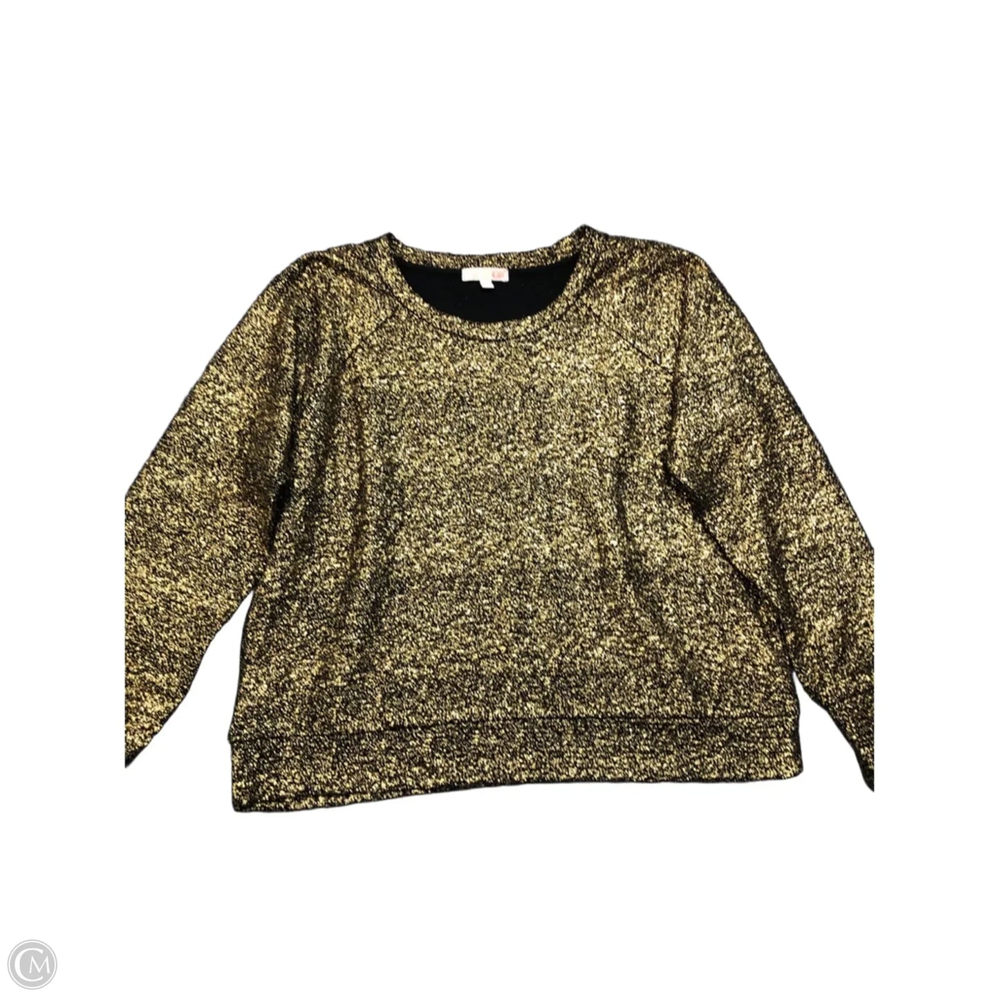 Top Long Sleeve By Gb In Black & Gold, Size: M