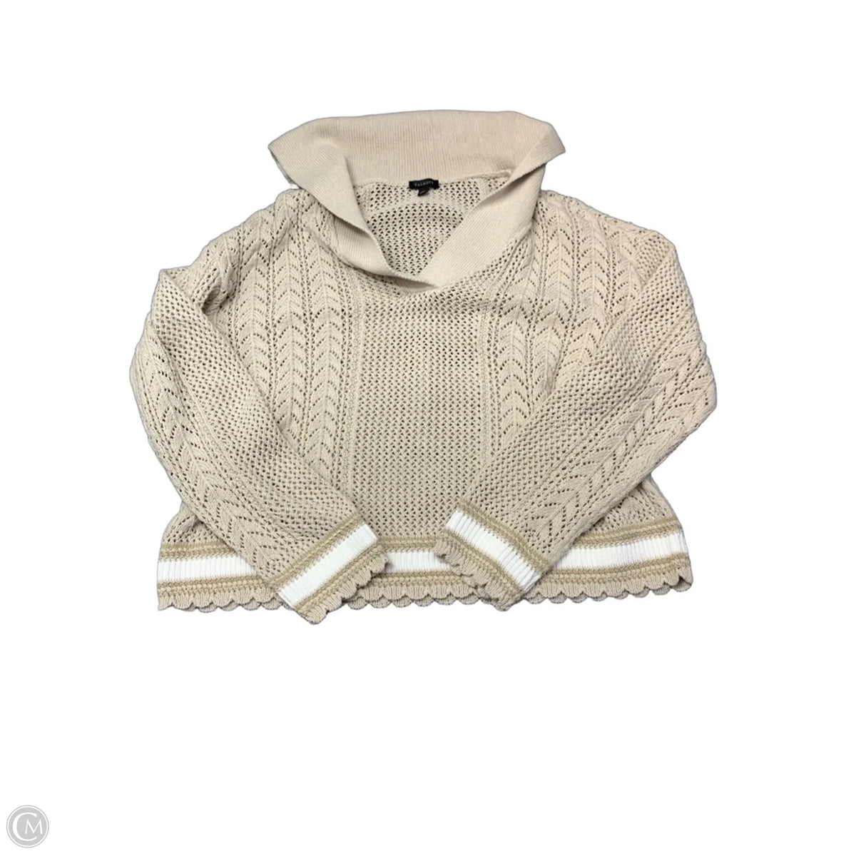Sweater By Talbots In Tan & White, Size: M