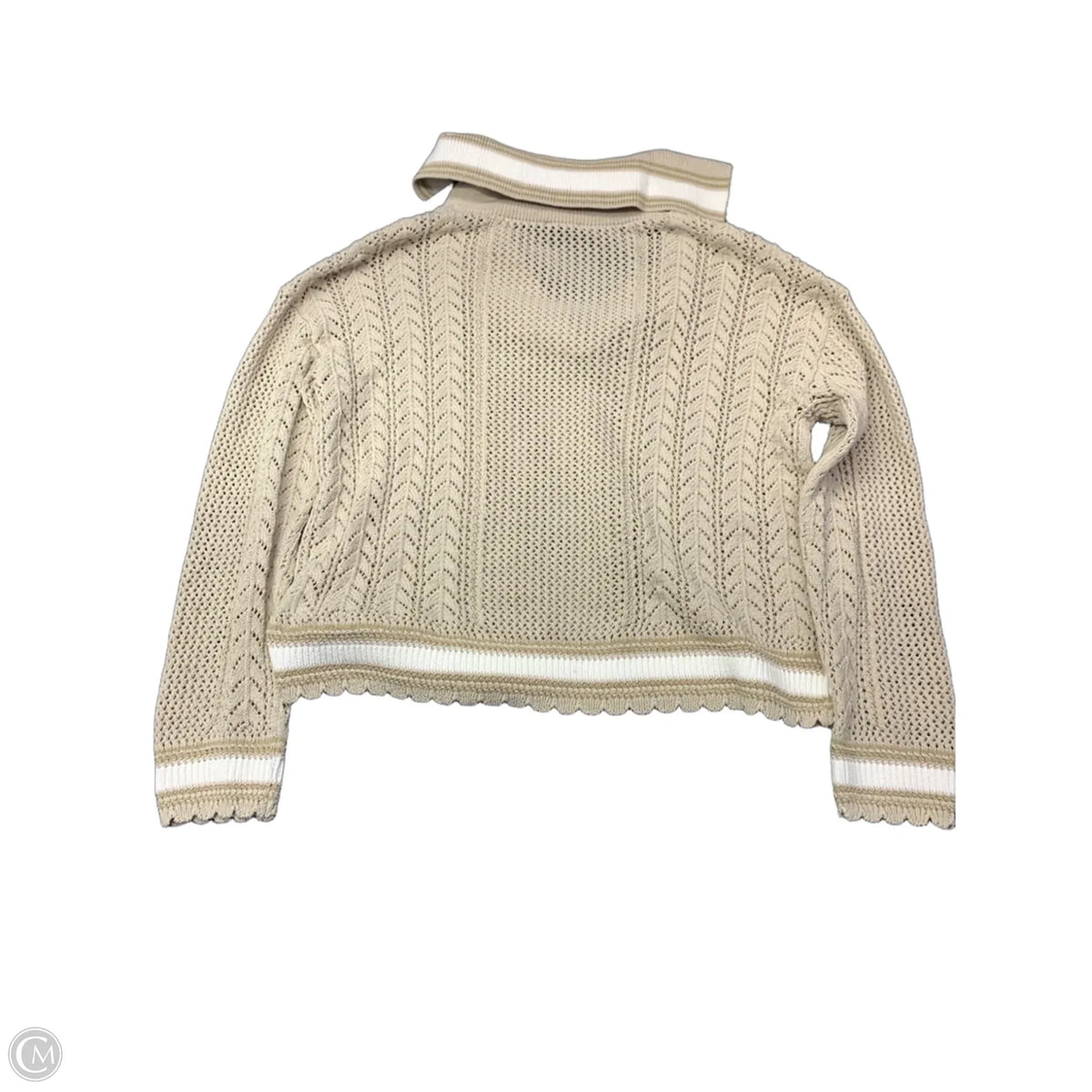 Sweater By Talbots In Tan & White, Size: M