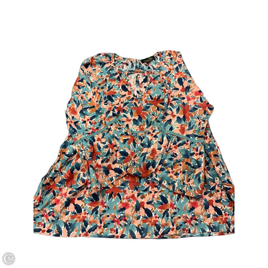 Blouse Long Sleeve By Suzanne Betro In Blue & Orange, Size: L