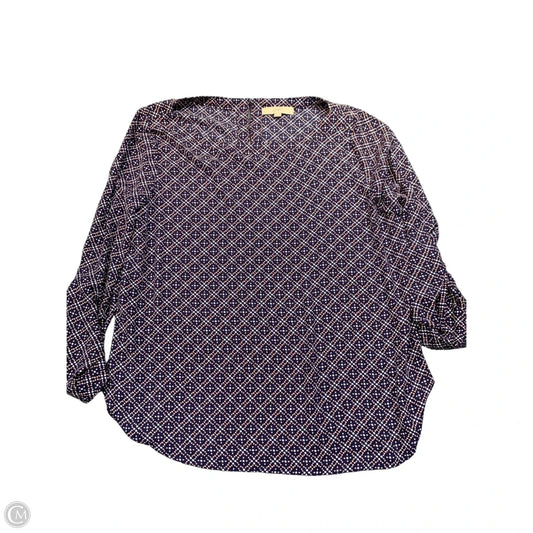 Blouse Long Sleeve By Loft In Blue & Pink, Size: Xl