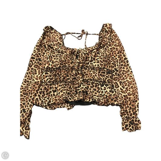 Blouse Long Sleeve By Tinseltown In Leopard Print, Size: Xl