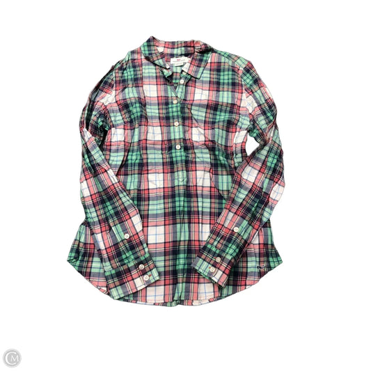 Top Long Sleeve By Vineyard Vines In Plaid Pattern, Size: 10