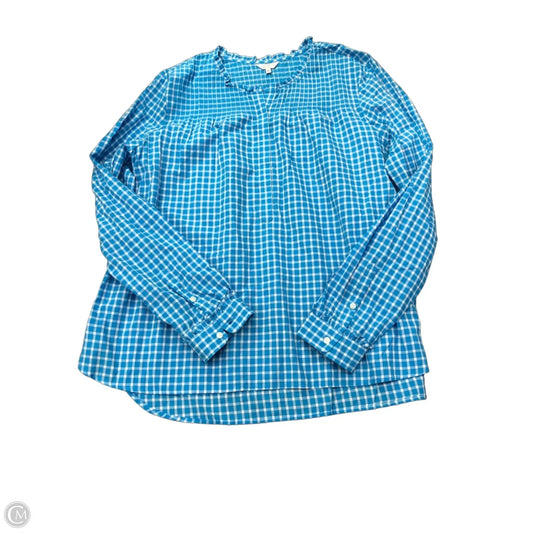 Blouse Long Sleeve By Crown And Ivy In Blue & White, Size: Xxl