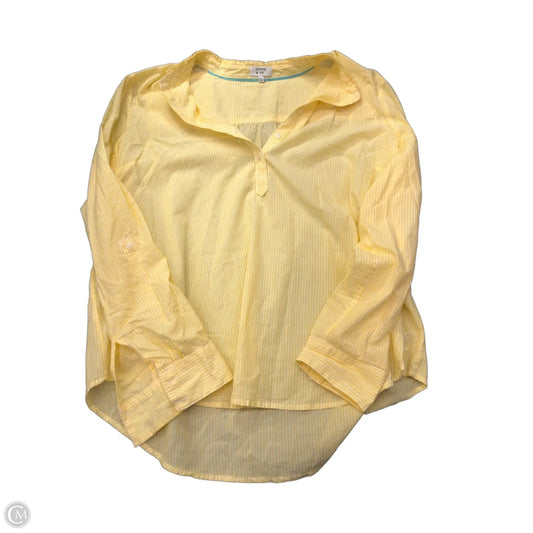 Blouse Long Sleeve By Crown And Ivy In White & Yellow, Size: Xxl