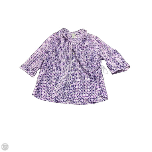 Top Long Sleeve By Catherines In Purple & White, Size: 2x