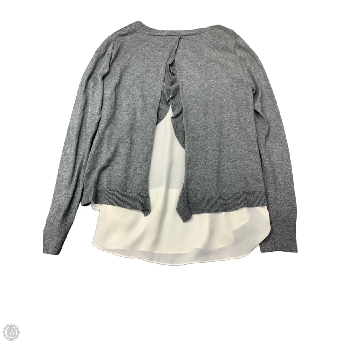 Sweater By Loft In Grey & White, Size: M