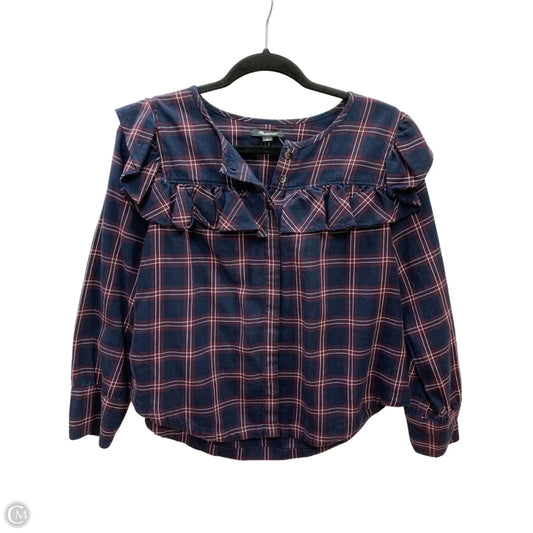 Top Long Sleeve By Madewell In Plaid Pattern, Size: S