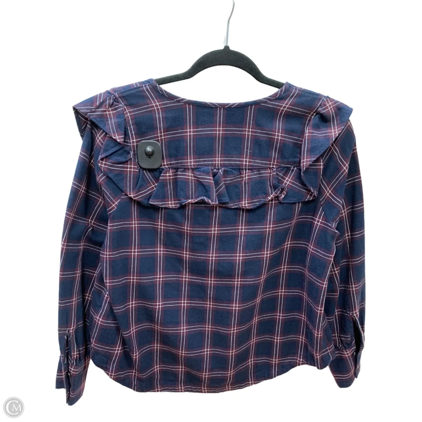 Top Long Sleeve By Madewell In Plaid Pattern, Size: S