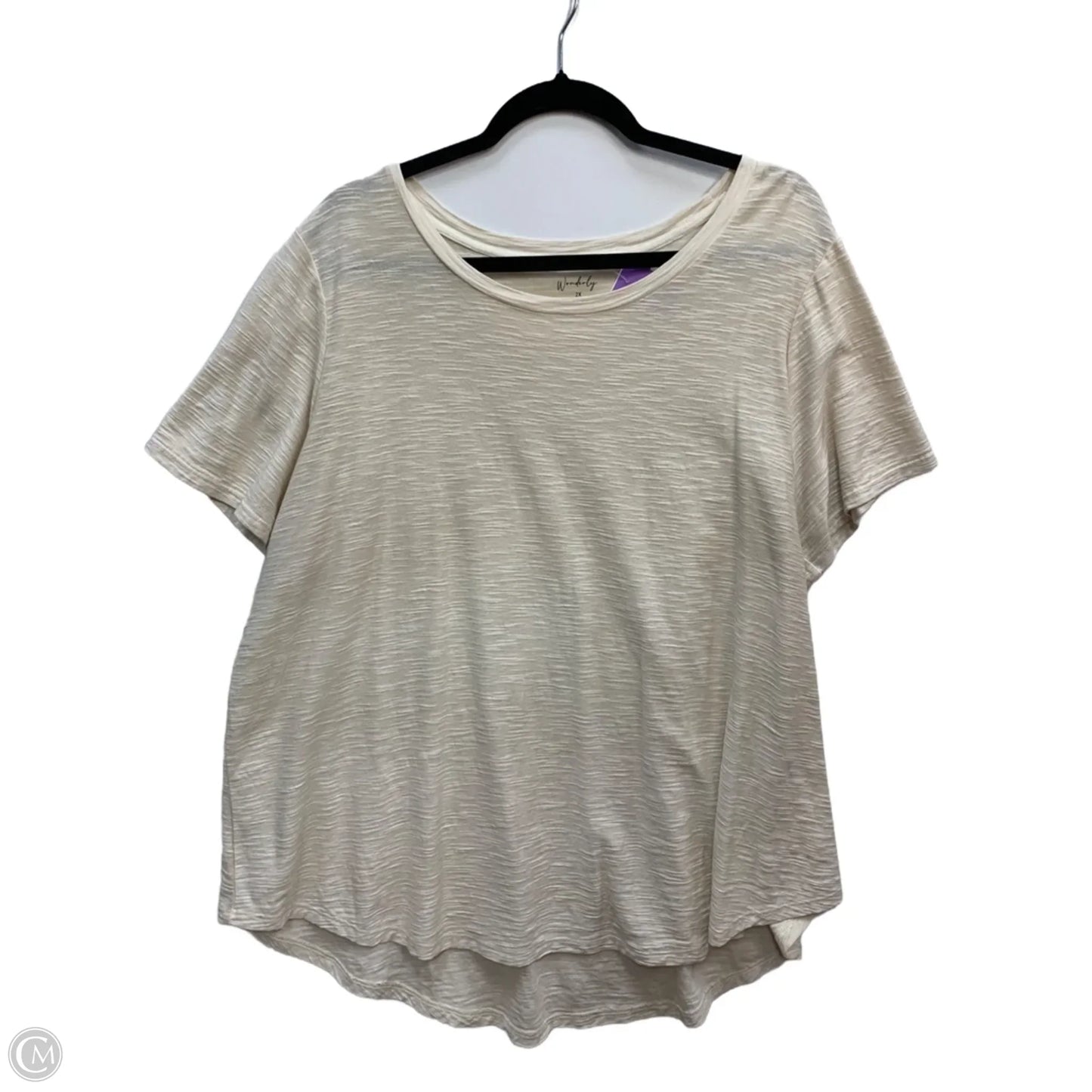 Top Short Sleeve By Wonderly In Tan, Size: 2x