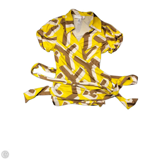 Top Short Sleeve Designer By Diane Von Furstenberg In Yellow, Size: 14