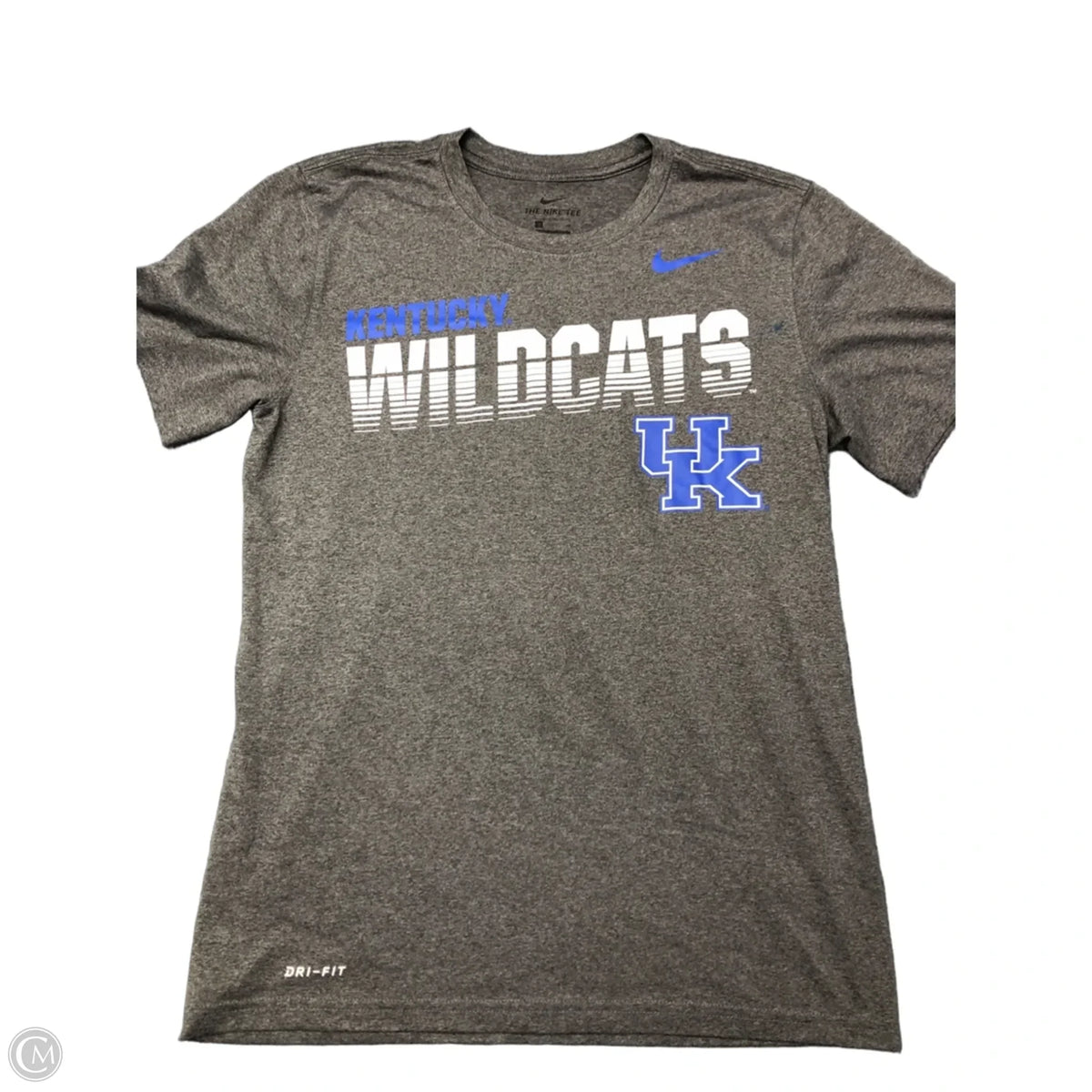 Athletic Top Short Sleeve By Nike In Grey, Size: S