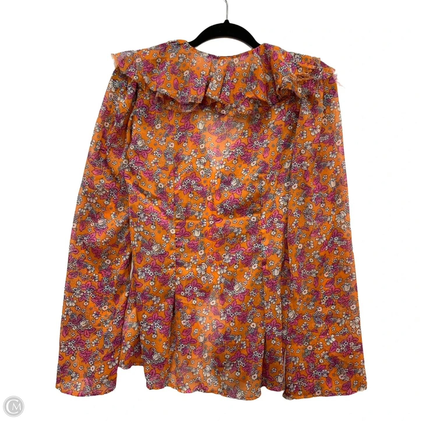 Blouse Long Sleeve By Free People In Orange & Pink, Size: M