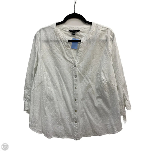 Blouse Short Sleeve By Zac And Rachel In White, Size: 2x