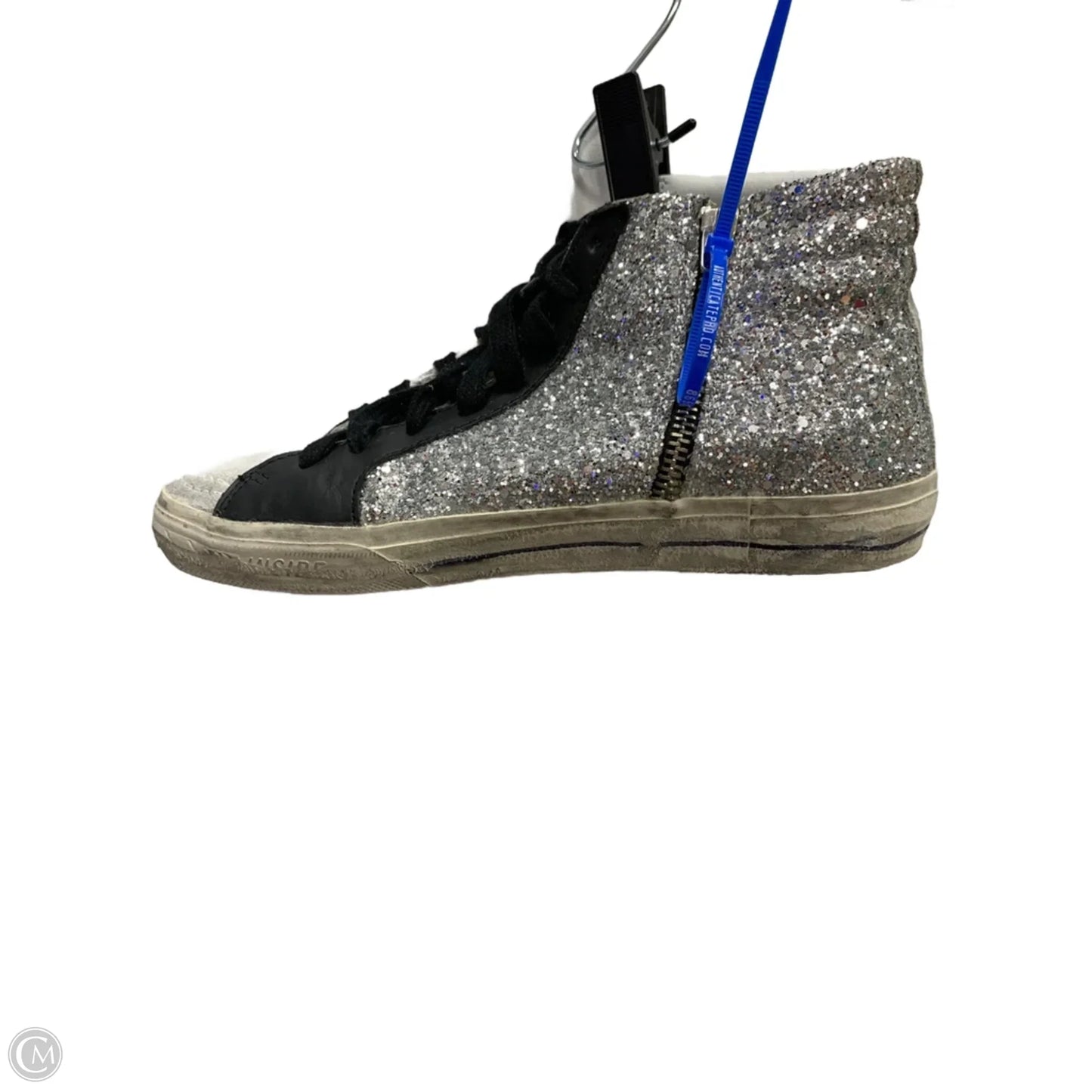 Shoes Luxury Designer By Golden Goose In Black & Silver, Size: 7.5