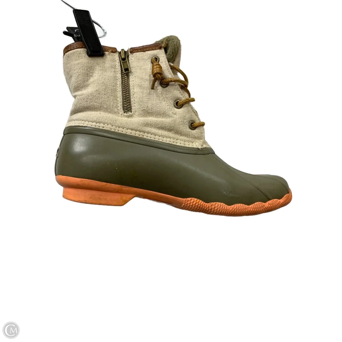 Boots Ankle Flats By Sperry In Green & Orange, Size: 7.5