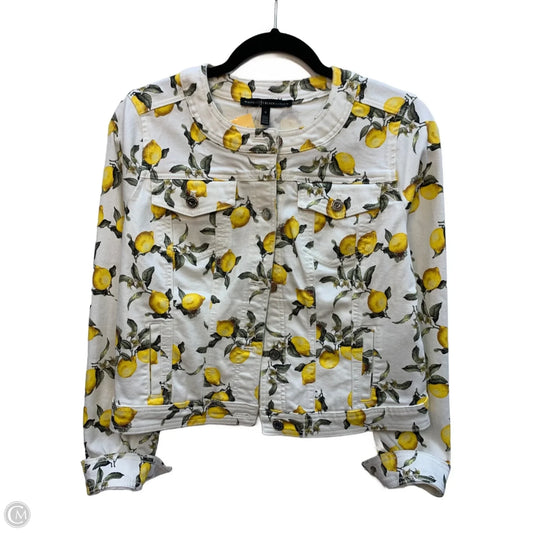 Jacket Denim By White House Black Market In White & Yellow, Size: S