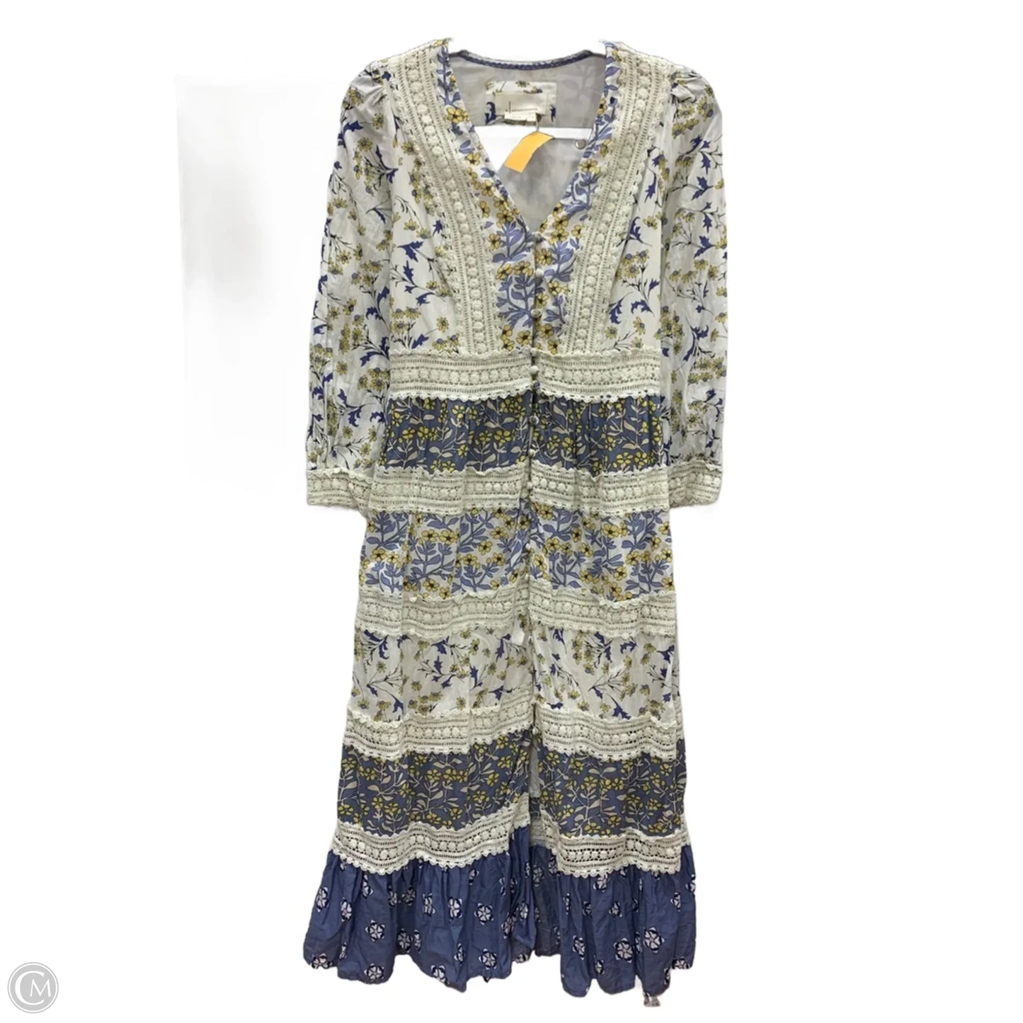 Dress Casual Maxi By Anthropologie In Blue & White, Size: 4