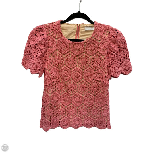 Blouse Short Sleeve By Adelyn Rae In Pink, Size: Xs