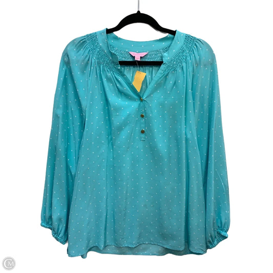 Blouse Designer By Lilly Pulitzer In Blue & White, Size: M