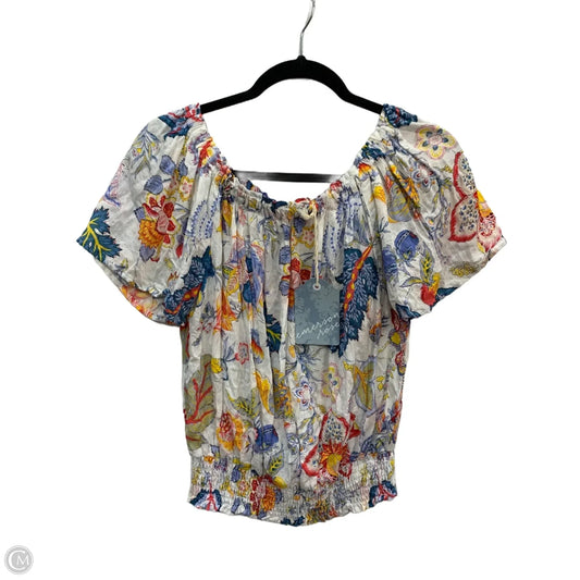 Top Short Sleeve By Emery Rose In Floral Print, Size: M