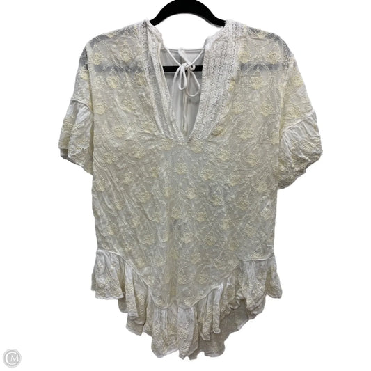 Blouse Short Sleeve By Anthropologie In Cream, Size: Xs