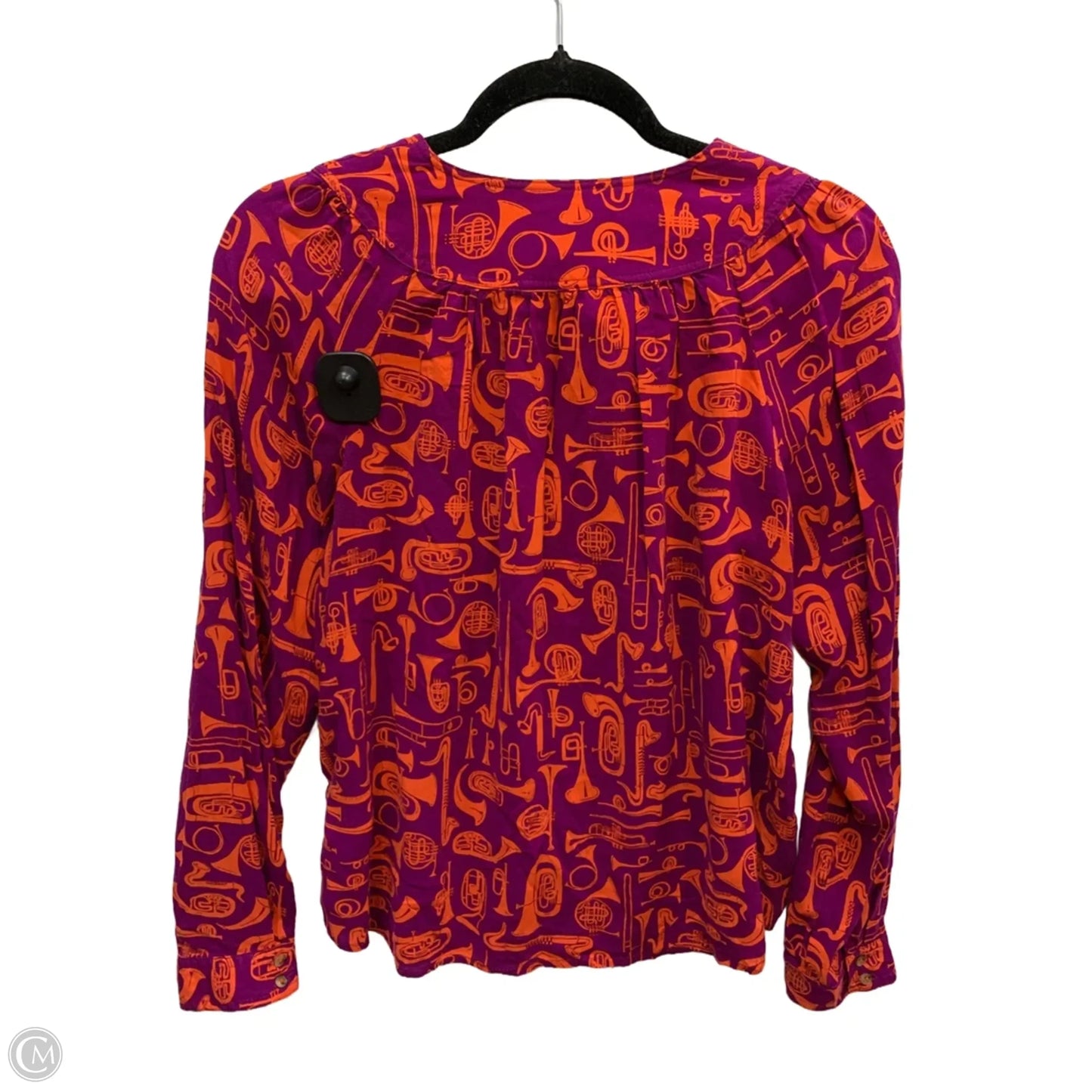 Top Long Sleeve By Anthropologie In Orange & Purple, Size: 6