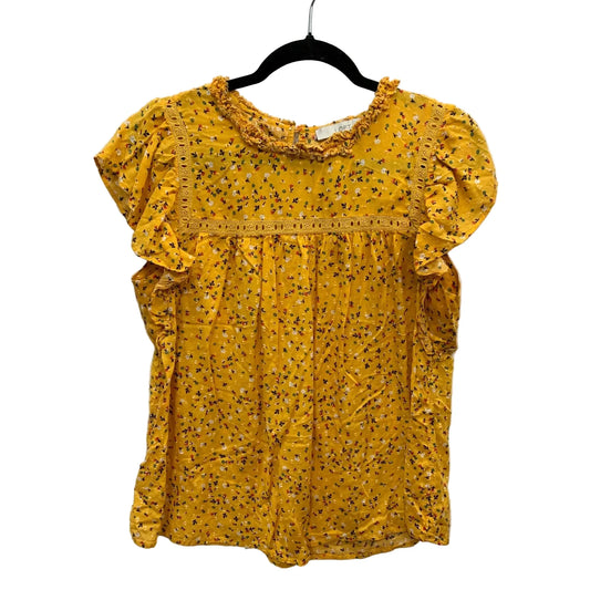 Top Short Sleeve By Loft In Yellow, Size: L