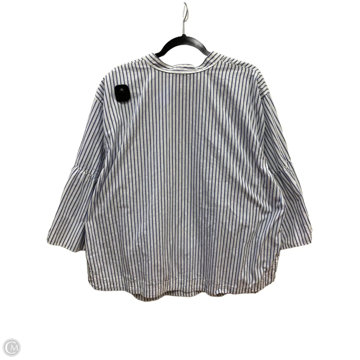 Top Long Sleeve By Lauren By Ralph Lauren In Blue & White, Size: 3x