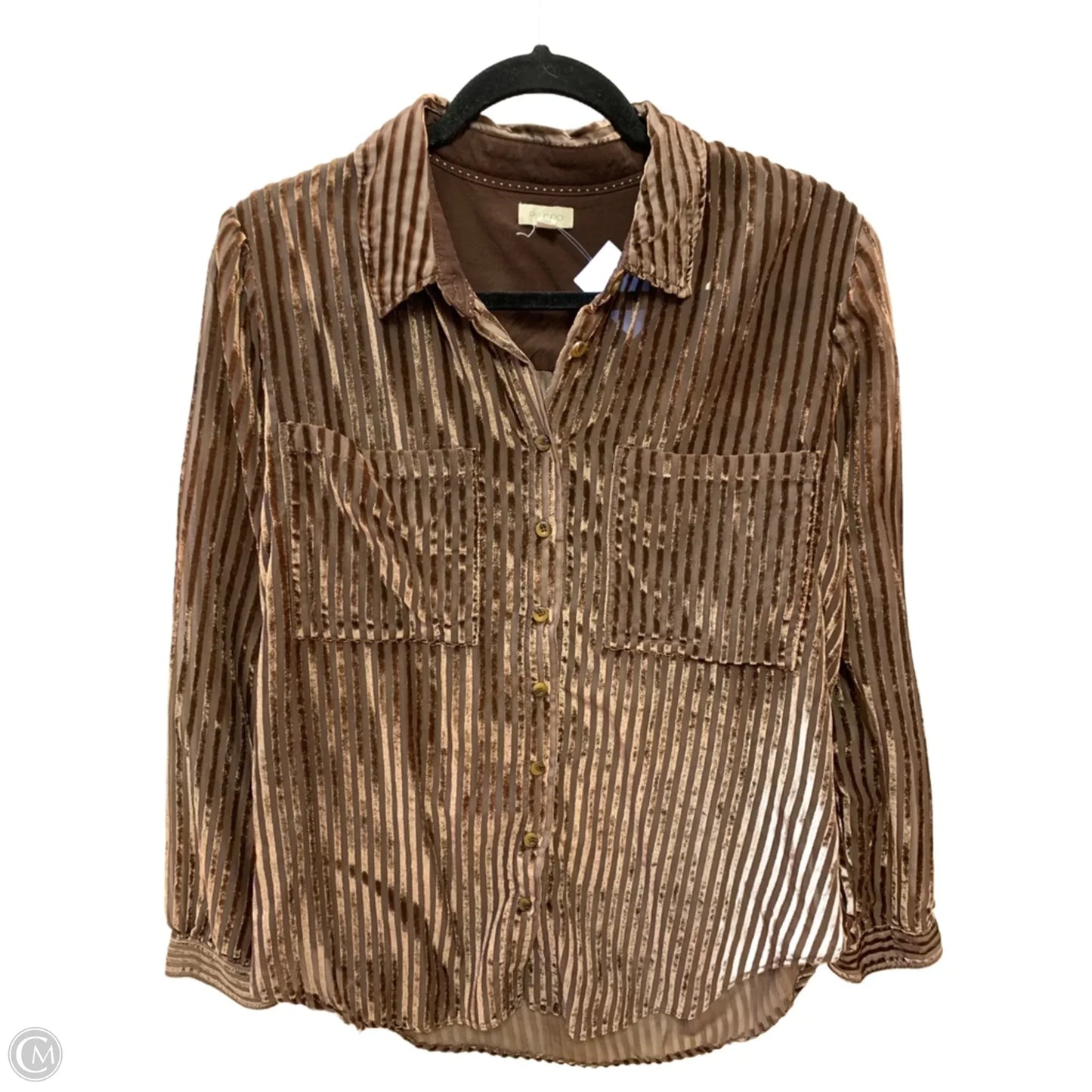 Top Long Sleeve By Pilcro In Brown, Size: M