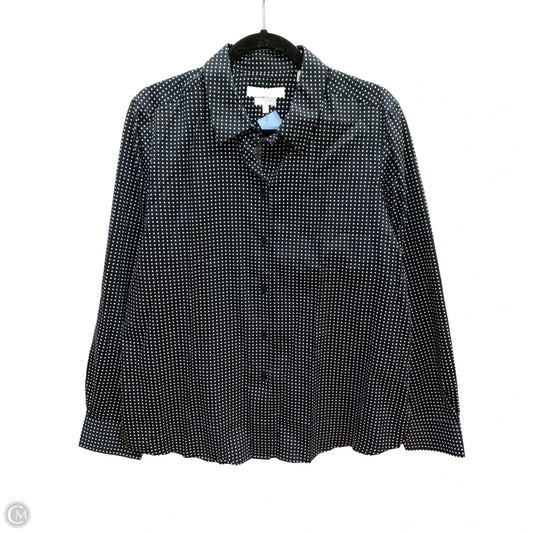 Top Long Sleeve By Foxcroft In Black & White, Size: 16