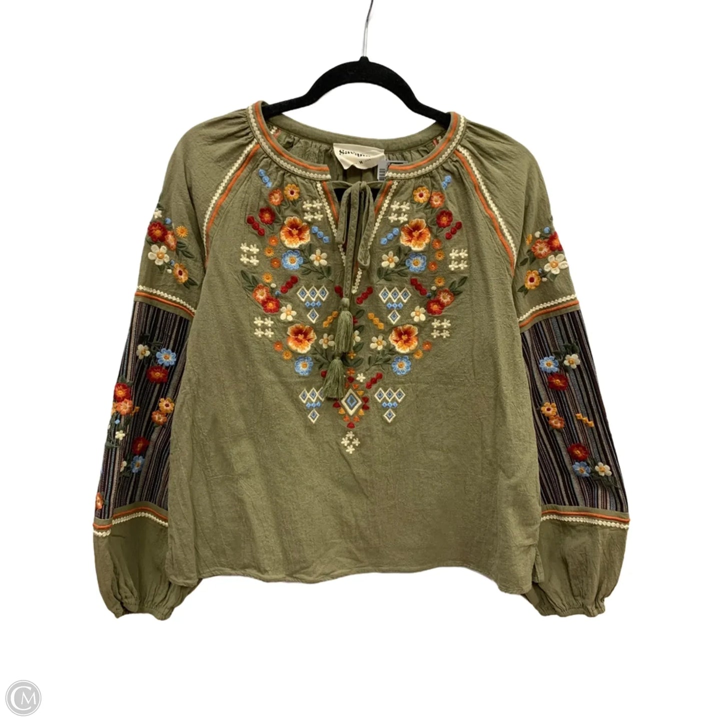 Top Long Sleeve By Savanna Jane In Green, Size: M