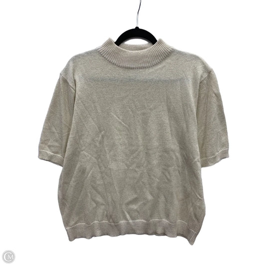 Sweater Short Sleeve By Bon Worth In Gold, Size: Lp