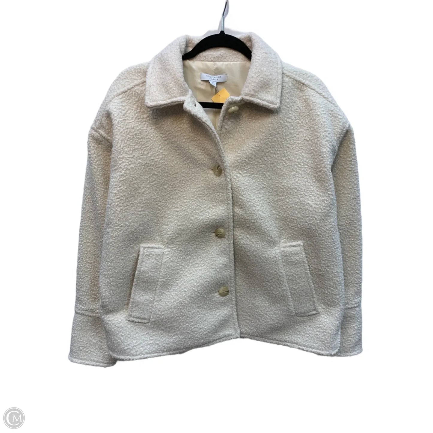Coat Faux Fur & Sherpa By Ann Taylor In Cream, Size: M