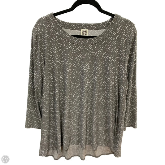 Top Long Sleeve By Anne Klein In Grey & White, Size: Xl