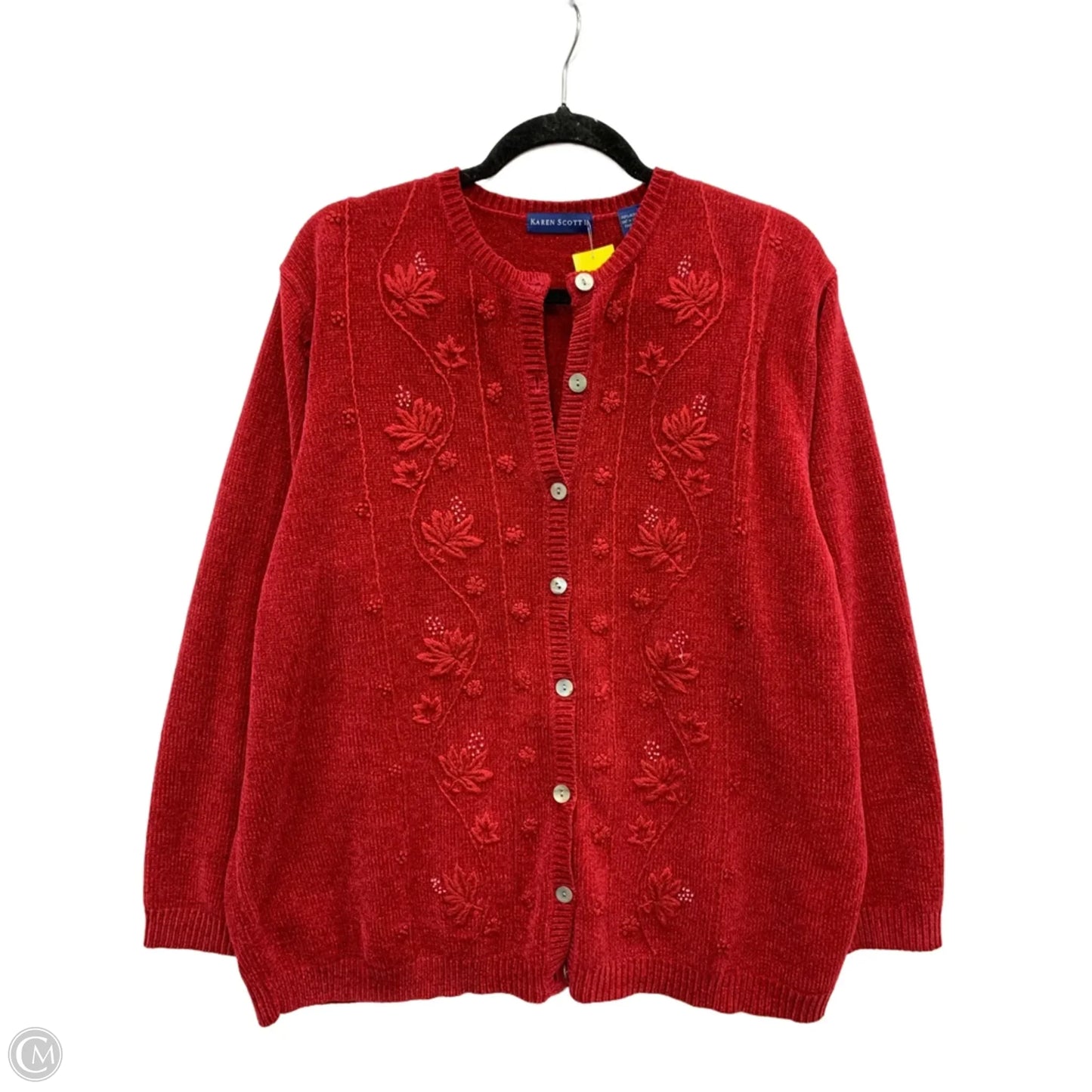 Sweater Cardigan By Karen Scott In Red, Size: 1x