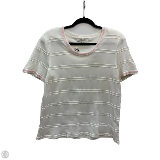 Top Short Sleeve Designer By Escada In White, Size: M