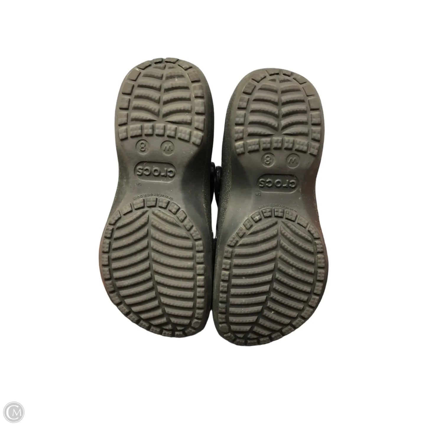 Shoes Flats By Crocs In Silver, Size: 8