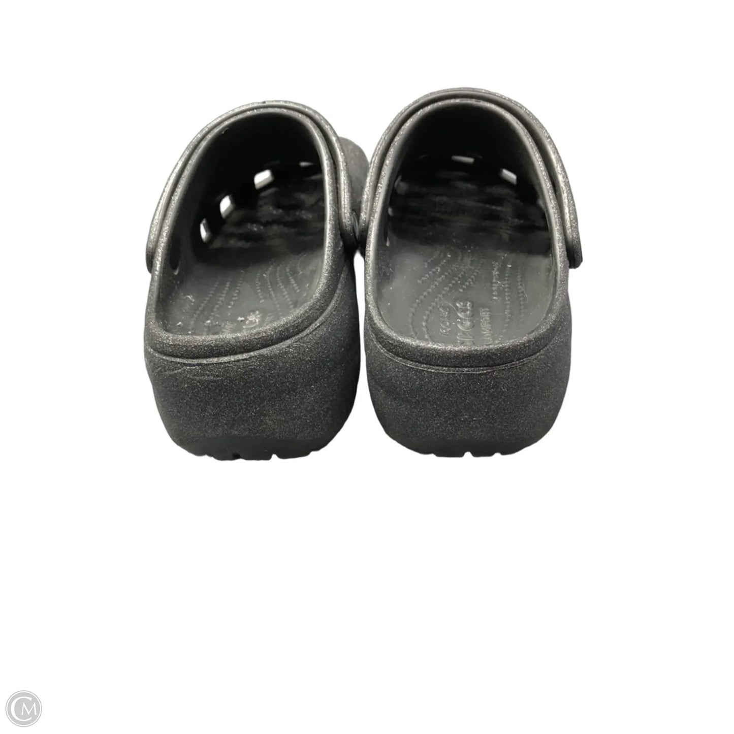 Shoes Flats By Crocs In Silver, Size: 8