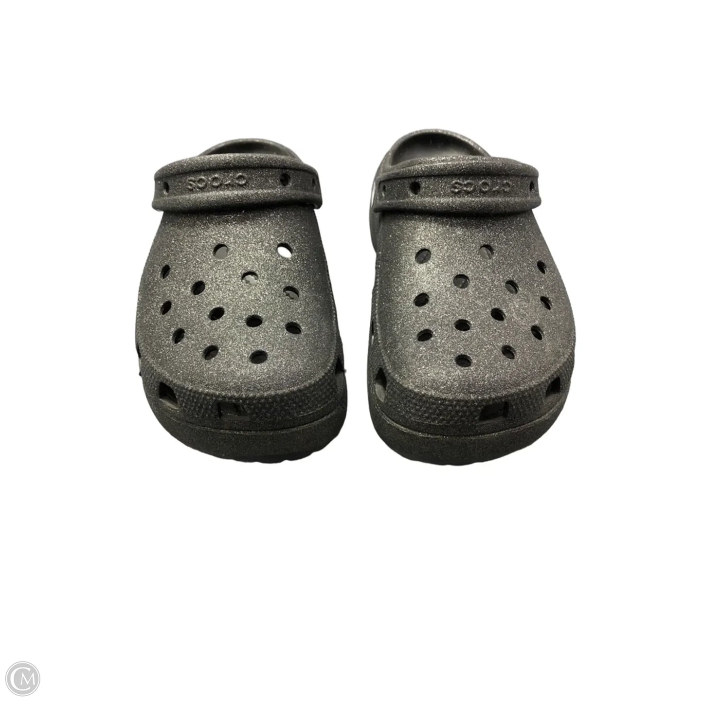 Shoes Flats By Crocs In Silver, Size: 8