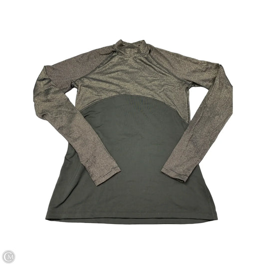 Athletic Top Long Sleeve Collar By Nike In Black & Gold, Size: M