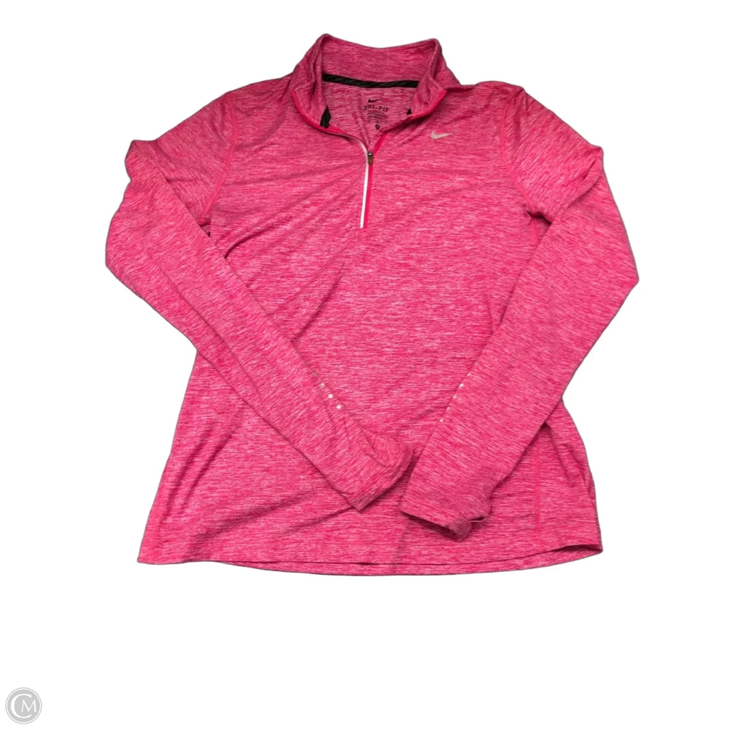 Athletic Top Long Sleeve Collar By Nike In Plaid Pattern, Size: M