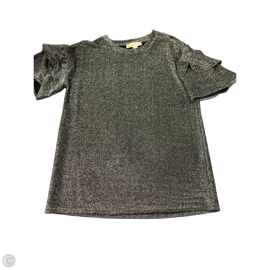 Blouse Short Sleeve By Michael By Michael Kors In Silver, Size: S