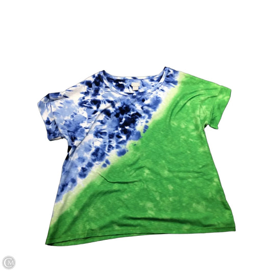 Top Short Sleeve By Chicos In Blue & Green, Size: 12