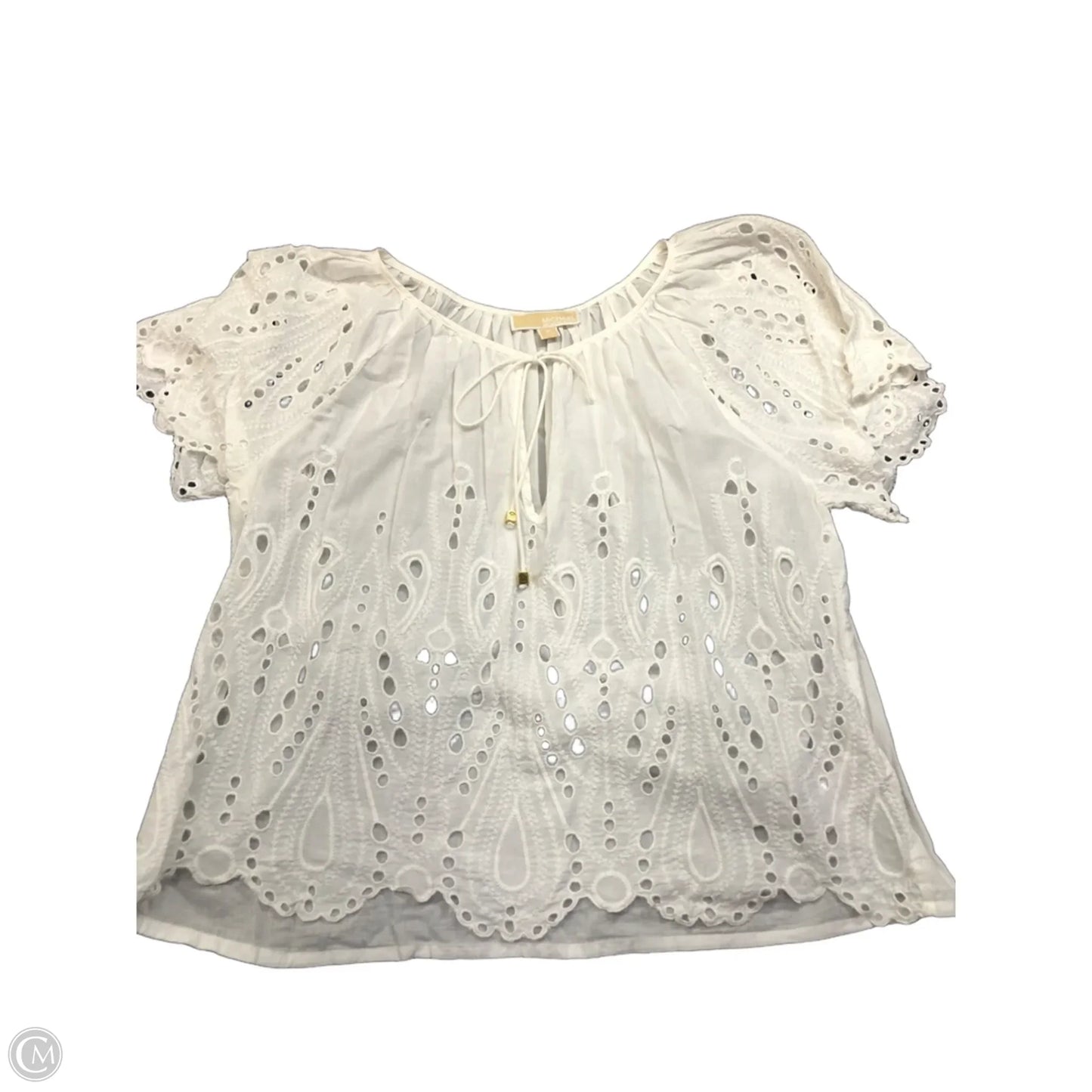 Blouse Short Sleeve By Michael By Michael Kors In White, Size: M