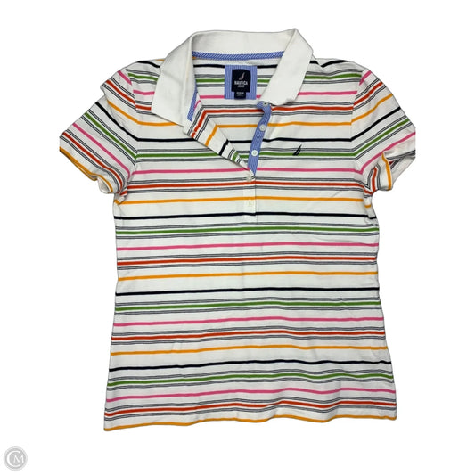 Top Short Sleeve By Nautica In Striped Pattern, Size: M