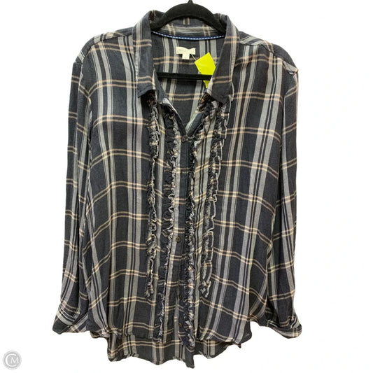 Top Long Sleeve By Pilcro In Plaid Pattern, Size: L