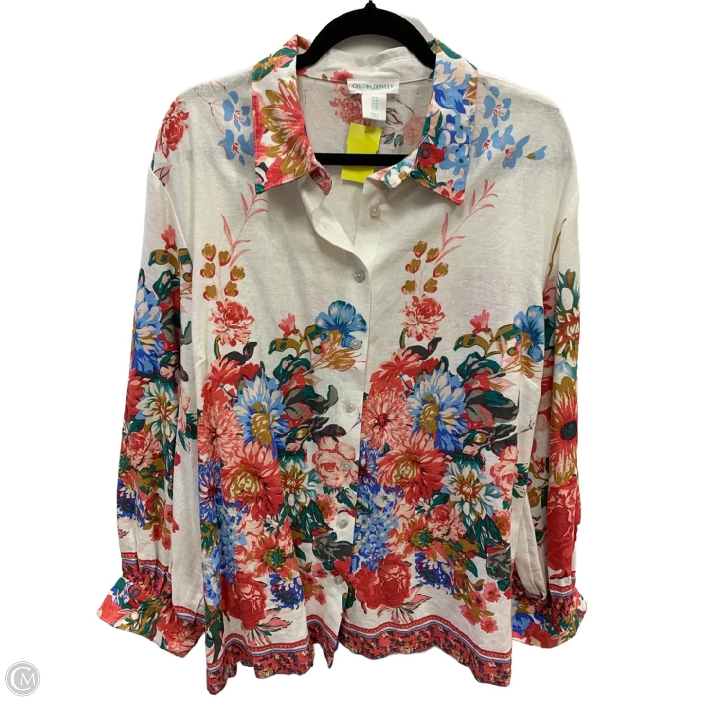 Top Long Sleeve By Cynthia Rowley In White, Size: 1x