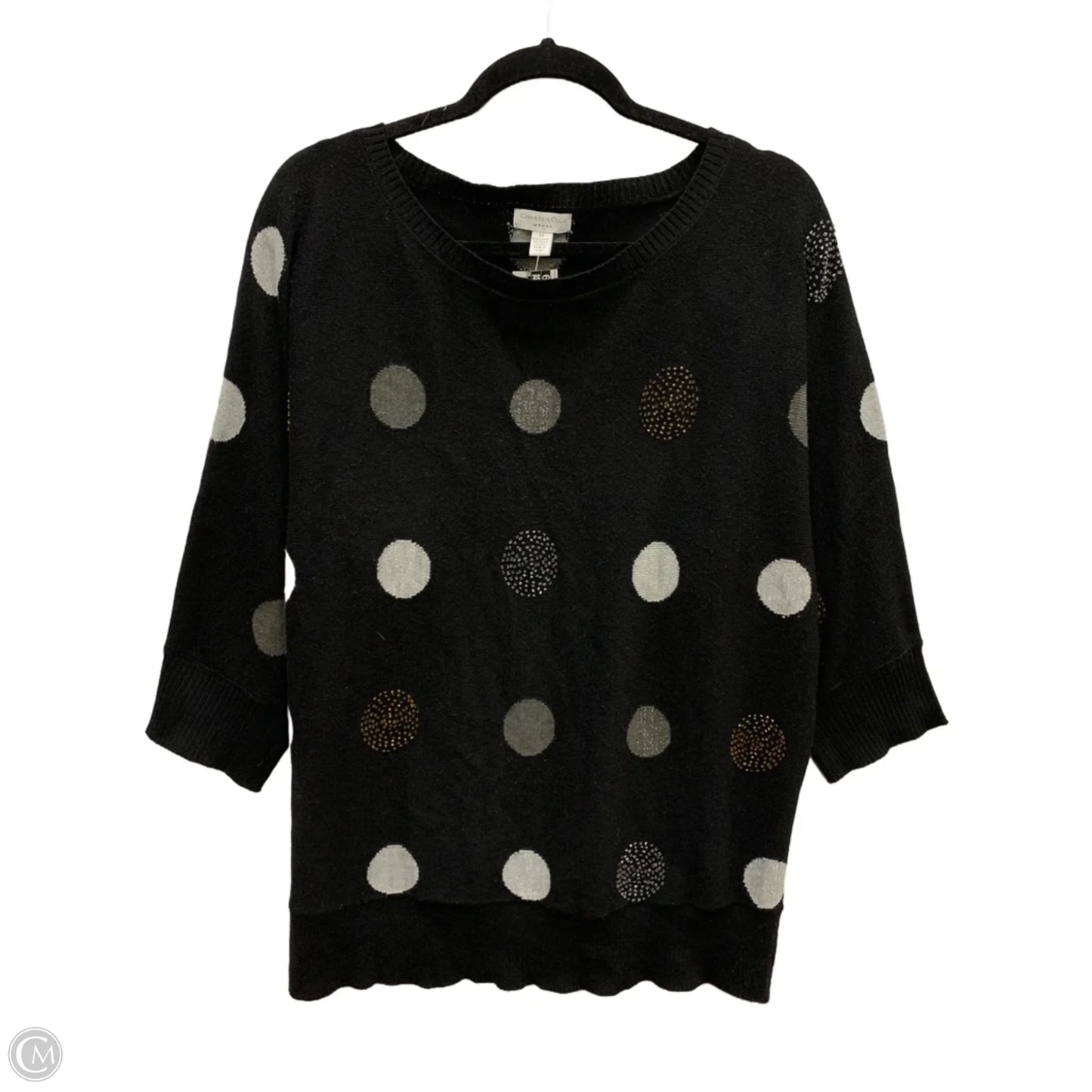 Sweater By Charter Club In Black & Silver, Size: 1x
