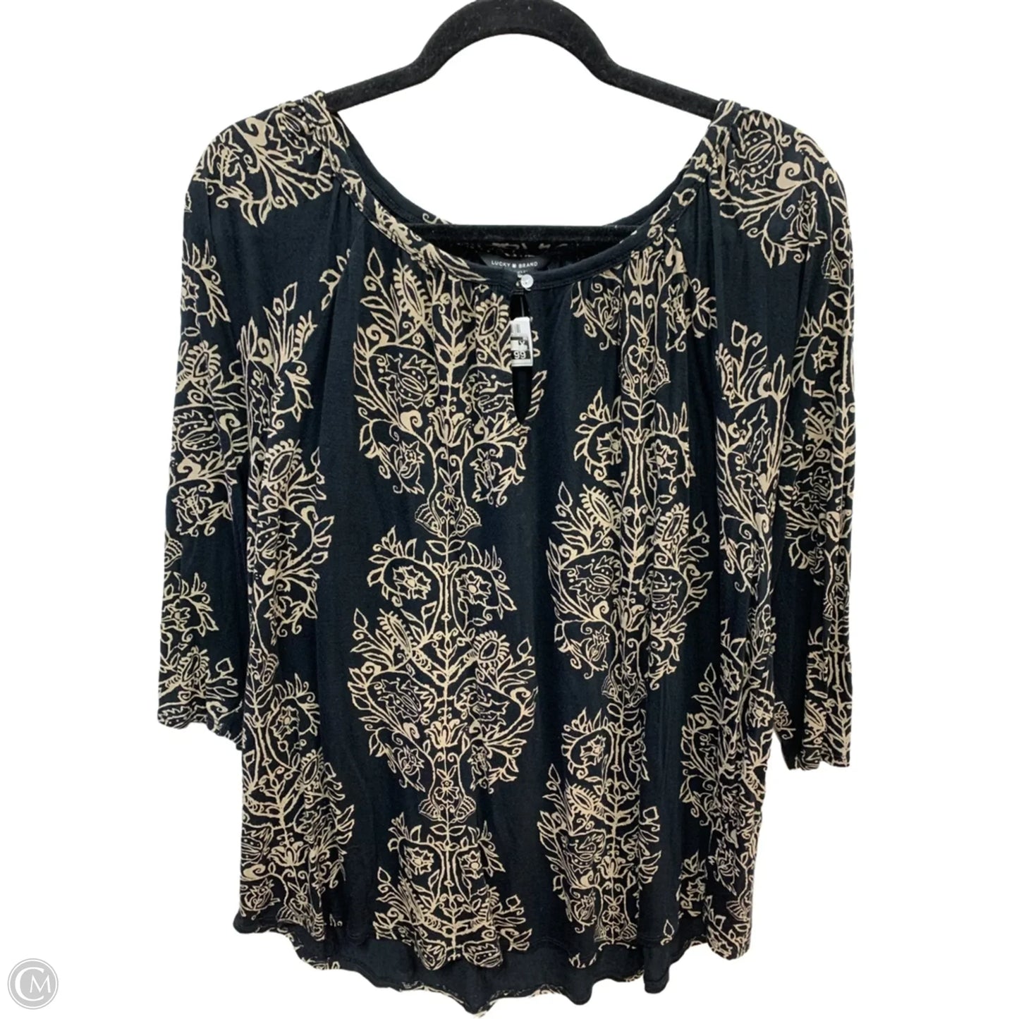 Top Short Sleeve By Lucky Brand In Black & Tan, Size: 1x